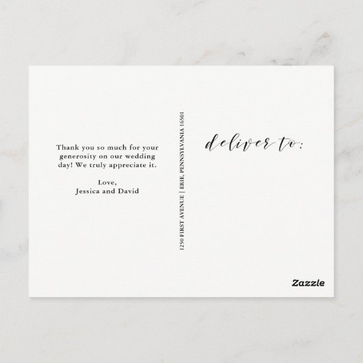 Elegant Calligrafie | Weddenschap Bedankt Foto Briefkaart (Achterkant)