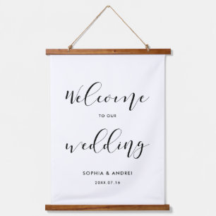 Elegant calligrafie Welkom bij onze bruiloft Hangend Wandkleed