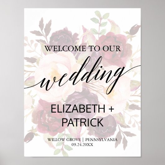 Elegant Calligrafie | Welkom op de Faded Floral We Poster (Voorkant)