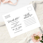 Elegant Calligrafie White Text Photo Save the Date Briefkaart