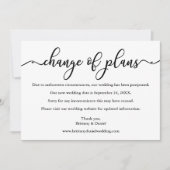 Elegant calligrafie wijziging plannen nieuwe datum save the date (Voorkant)
