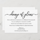 Elegant calligrafie wijziging plannen nieuwe datum save the date (Voorkant / Achterkant)