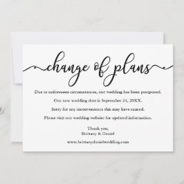 Elegant calligrafie wijziging plannen nieuwe datum save the date
