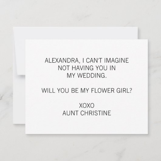 Elegant Calligrafie wordt mijn Bloemenmeisje Kaart (Achterkant)