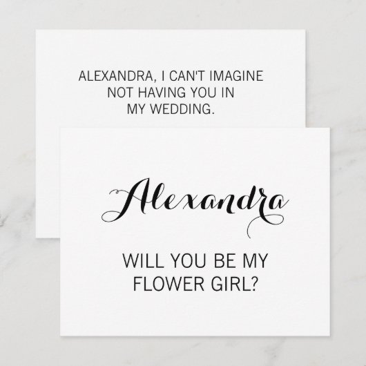 Elegant Calligrafie wordt mijn Bloemenmeisje Kaart (Voorkant / Achterkant)