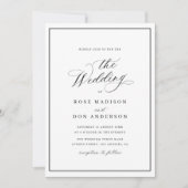 Elegant calligrafie zwart-witte bruiloft kaart (Voorkant)