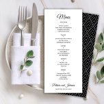 Elegant calligrafie zwart-witte bruiloft menu<br><div class="desc">Eenvoudige elegante romantische handschrift kalligrafie script minimalistische gepersonaliseerde bruiloft menu sjabloon.            Gemakkelijk te personaliseren met uw gegevens!</div>