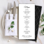 Elegant calligrafie zwart-witte bruiloft menu