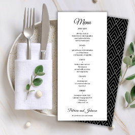 Elegant calligrafie zwart-witte bruiloft menu