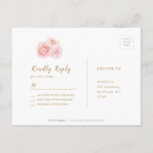 Elegant calligrafiegoud & bloesse RSVP Uitnodiging Briefkaart (Achterkant)