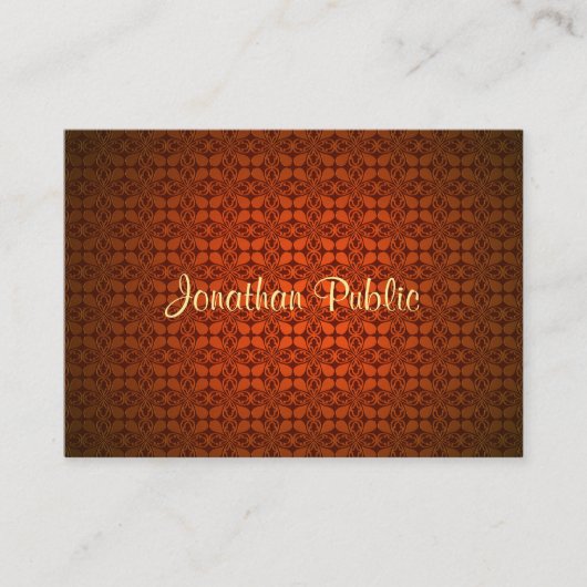 Elegant Calligrafienaam Text Sjabloon Red Damask Visitekaartje (Voorkant)