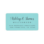 Elegant Calligrafienamen Turquoise Return Address Etiket (Voorkant)
