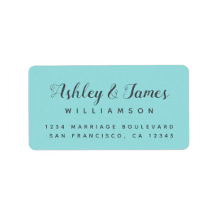 Elegant Calligrafienamen Turquoise Return Address Etiket