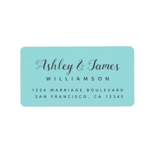 Elegant Calligrafienamen Turquoise Return Address Etiket (Voorkant)
