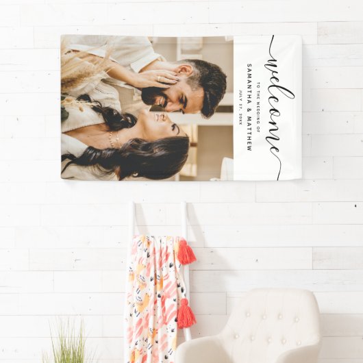 Elegant Calligrafieschrift Welkom bij het huwelijk Spandoek (Insitu)