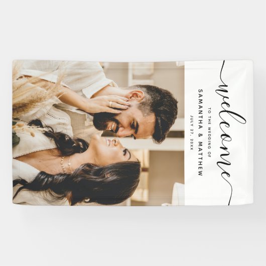 Elegant Calligrafieschrift Welkom bij het huwelijk Spandoek (Horizontaal)