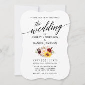 Elegant Calligrafiescript Gemengd Floral Wedding Kaart (Voorkant)