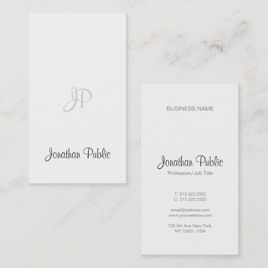 Elegant Calligrafiescript Modern Monogram Slank Visitekaartje (Voorkant / Achterkant)