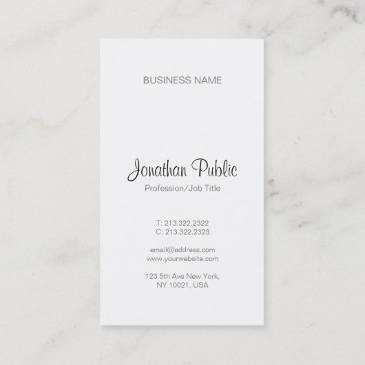 Elegant Calligrafiescript Modern Monogram Slank Visitekaartje (Achterkant)