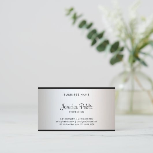 Elegant Calligrafiescript Moderne Chic Plain Luxe Visitekaartje (Staand voorkant)