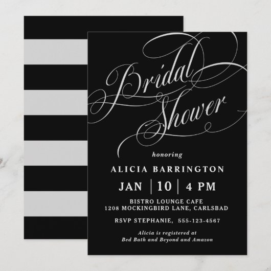 Elegant Calligrafiescript op zwart Vrijgezellenfee Kaart (Voorkant / Achterkant)