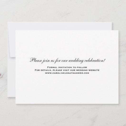 Elegant Calligrafiescript sparen de Datum, Foto Save The Date (Achterkant)