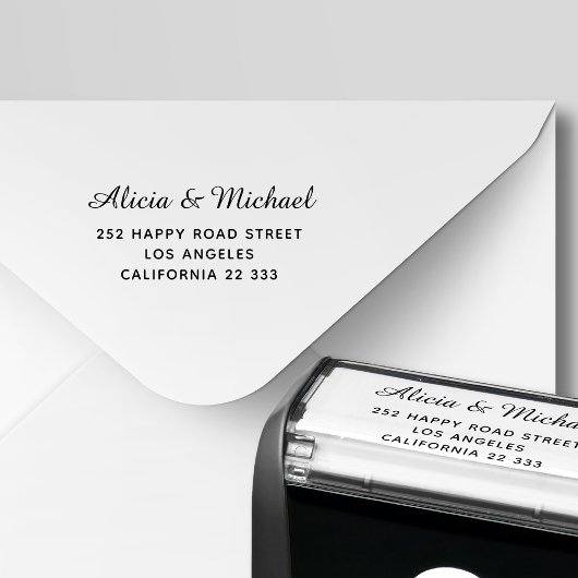 Elegant calligrafiescript trouwadres  zelfinktende stempel