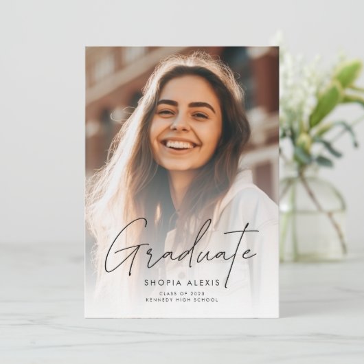 Elegant Calligrafiescript Twee het Afstuderen van  Kaart (Staand voorkant)