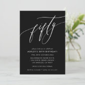 ELEGANT Calligrafietechiek 50e verjaardag zwart wi Kaart (Staand voorkant)