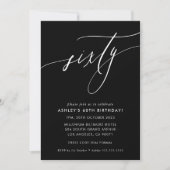 ELEGANT Calligrafietechiek 60e verjaardag zwart wi Kaart (Voorkant)