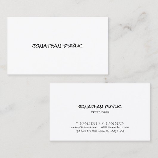 Elegant Calligrafietekst Eenvoudige Sjabloon Moder Visitekaartje (Voorkant / Achterkant)