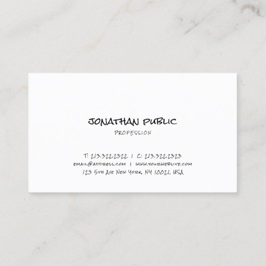 Elegant Calligrafietekst Eenvoudige Sjabloon Moder Visitekaartje (Achterkant)