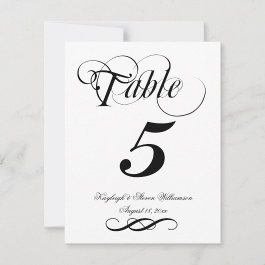 Elegant Calligrafietnummer Kaart (Achterkant)