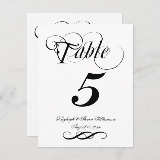 Elegant Calligrafietnummer Kaart (Voorkant / Achterkant)