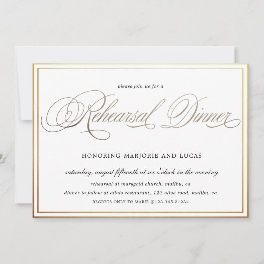 Elegant calligrafioud repetitief Dinner Kaart (Voorkant)
