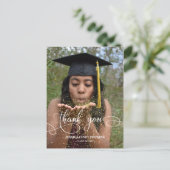 Elegant Calligraph Afstuderen Foto Dank u Briefkaart (Staand voorkant)