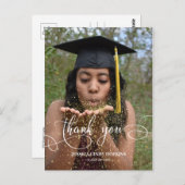 Elegant Calligraph Afstuderen Foto Dank u Briefkaart (Voorkant / Achterkant)