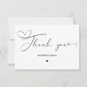 Elegant Calligraph Simple Heart Wedding  Bedankkaart (Voorkant)