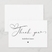 Elegant Calligraph Simple Heart Wedding  Bedankkaart (Voorkant / Achterkant)