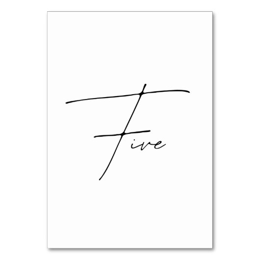 Elegant Calligraphic Weddenschap Tabel 5 tabelnumm Kaart (Voorkant)