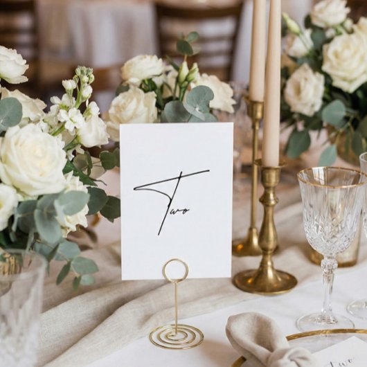 Elegant Calligraphic Wedding Tabel 2 tabelnummer Kaart
