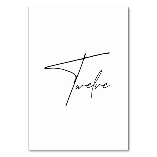 Elegant Calligraphic Wedding Table 12 tabelnummer Kaart (Voorkant)