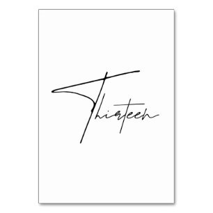 Elegant Calligraphic Wedding Table 13 tabelnummer Kaart