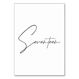Elegant Calligraphic Wedding Table 17 tabelnummer Kaart