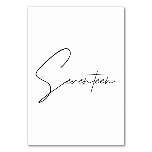 Elegant Calligraphic Wedding Table 17 tabelnummer Kaart (Achterkant)