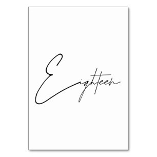 Elegant Calligraphic Wedding Table 18 table Number Kaart