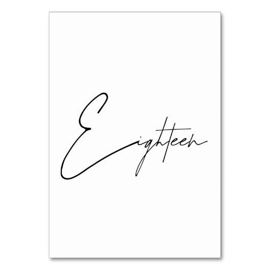 Elegant Calligraphic Wedding Table 18 table Number Kaart (Achterkant)