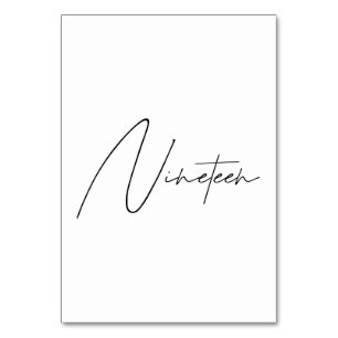 Elegant Calligraphic Wedding Table 19 tabelnummer Kaart