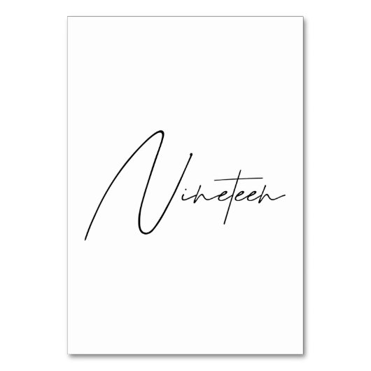 Elegant Calligraphic Wedding Table 19 tabelnummer Kaart (Achterkant)