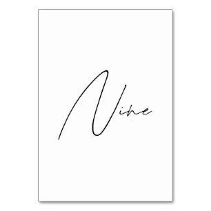 Elegant Calligraphic Wedding Table 9 tabelnummer Kaart